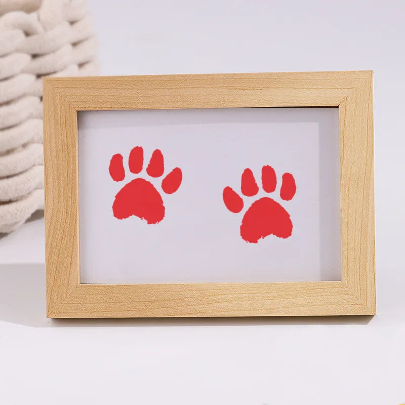 DIY Ink Pads Photo Frame Handprint Pet Pawprint Keepsake Kit Picture Frame Premium Wooden Photo Frame Dog Or Cat  Paw Print