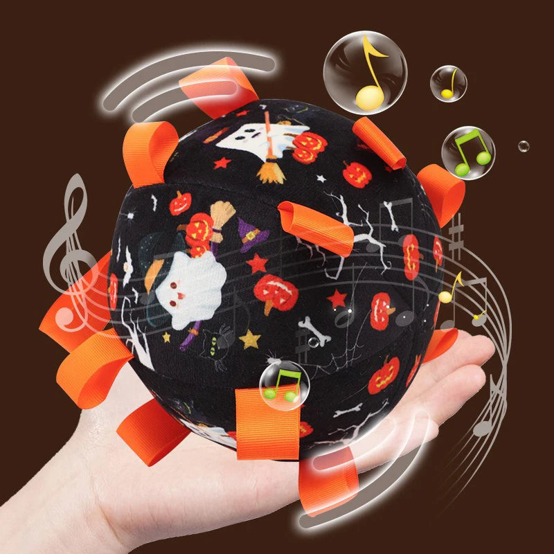 Halloween Dog Toy Balls Electric Interactive Built-In Bell Plush Toy Ball for Dogs Anti-Bite Chew Toys with Squeaker Pet Product