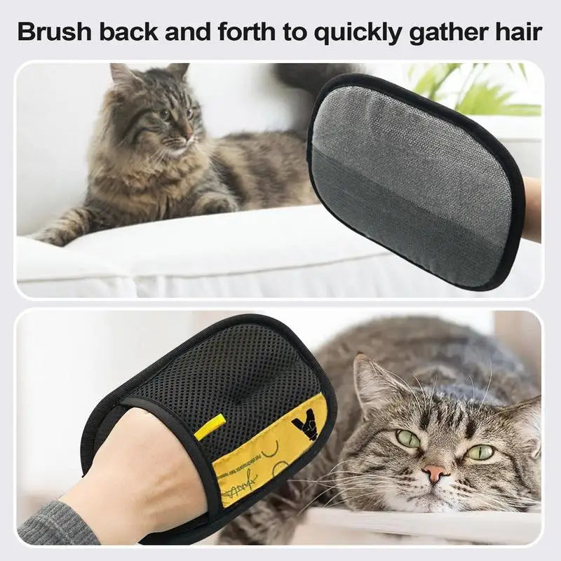 Cat Hair Remover Glove 2 Pieces Pet Static Hair Removal Gloves Dog Cleaning Supplies Shedding Mitt Grooming Brush For Bed Sheet