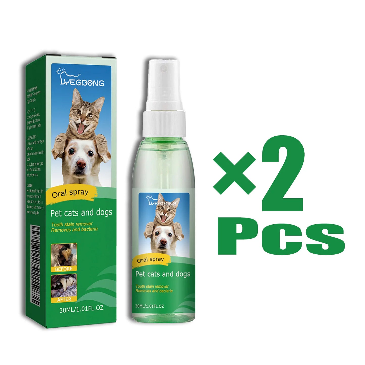 30ml Pet Oral Spray Teeth Cleaning for Dogs and Cats Dental Stain Cleaner Freshen Breath Natural Teeth Grooming Pet Supplies